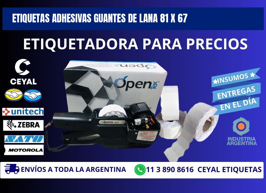 ETIQUETAS ADHESIVAS GUANTES DE LANA 81 x 67