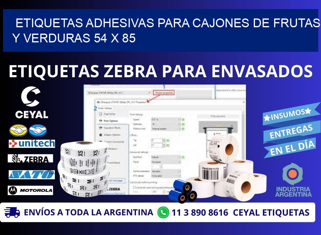 ETIQUETAS ADHESIVAS PARA CAJONES DE FRUTAS Y VERDURAS 54 x 85