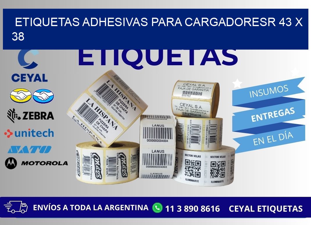 ETIQUETAS ADHESIVAS PARA CARGADORESR 43 x 38