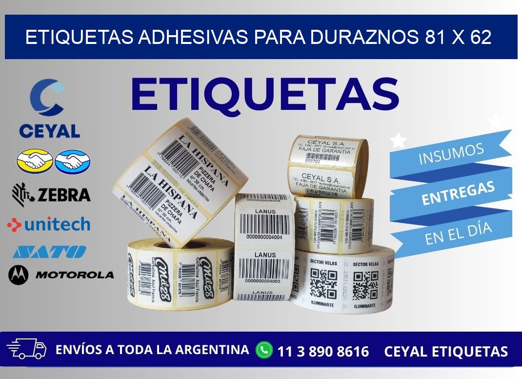 ETIQUETAS ADHESIVAS PARA DURAZNOS 81 x 62