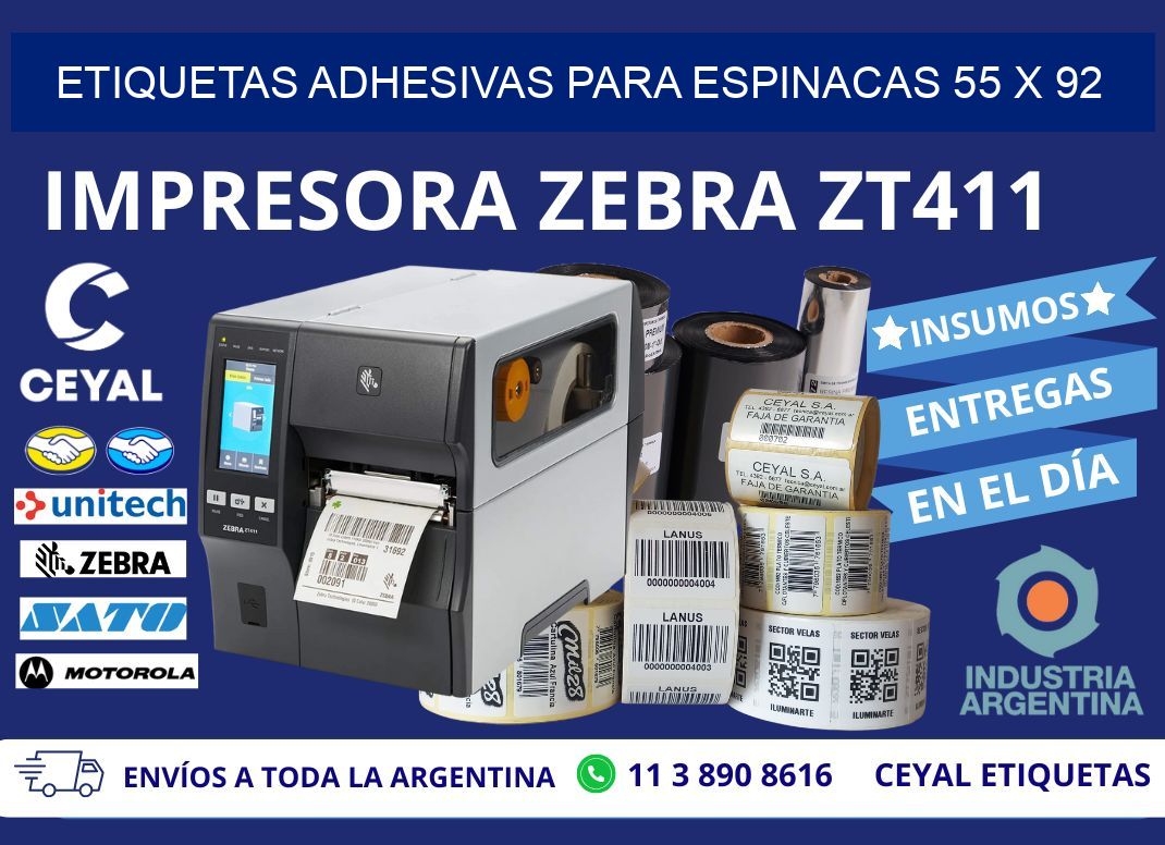 ETIQUETAS ADHESIVAS PARA ESPINACAS 55 x 92