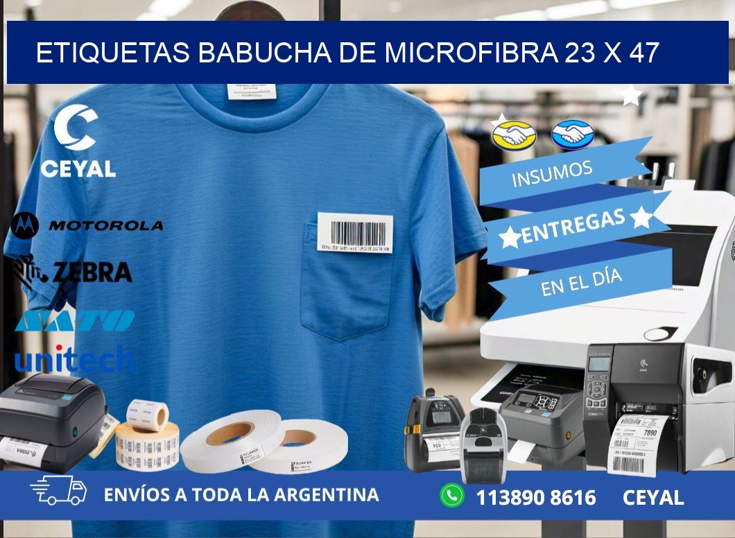 ETIQUETAS BABUCHA DE MICROFIBRA 23 x 47