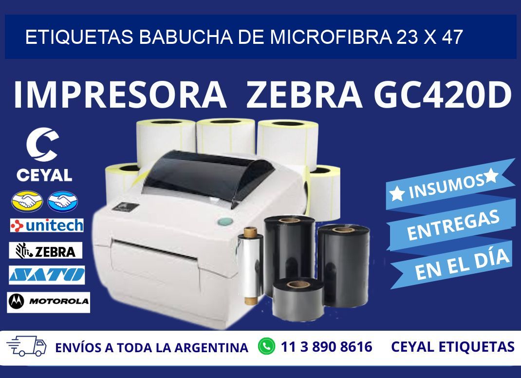 ETIQUETAS BABUCHA DE MICROFIBRA 23 x 47