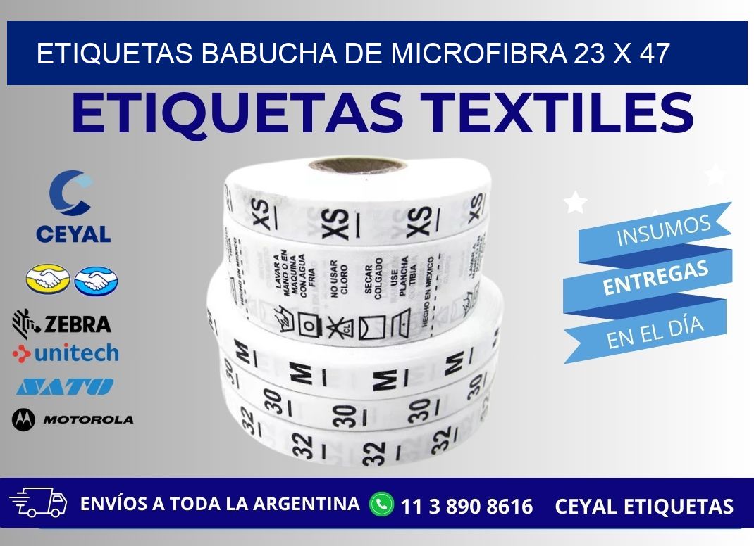 ETIQUETAS BABUCHA DE MICROFIBRA 23 x 47