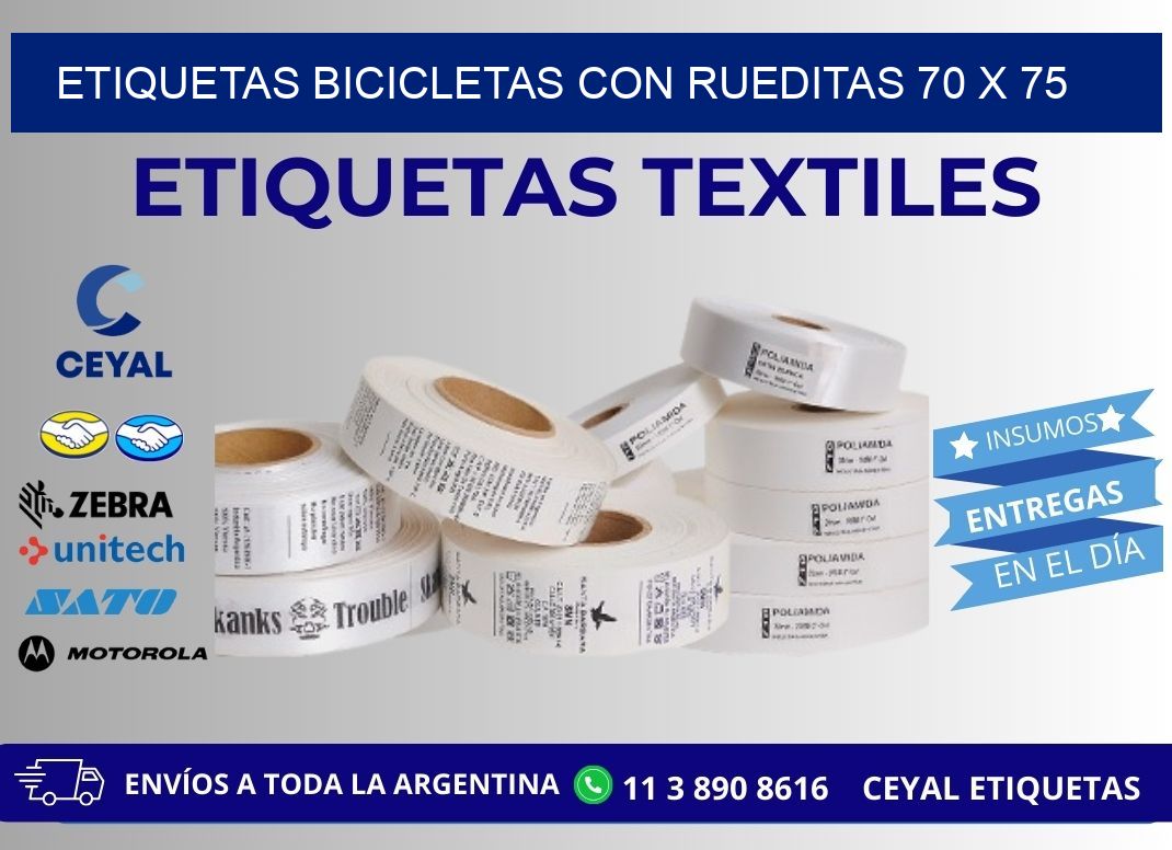 ETIQUETAS BICICLETAS CON RUEDITAS 70 x 75