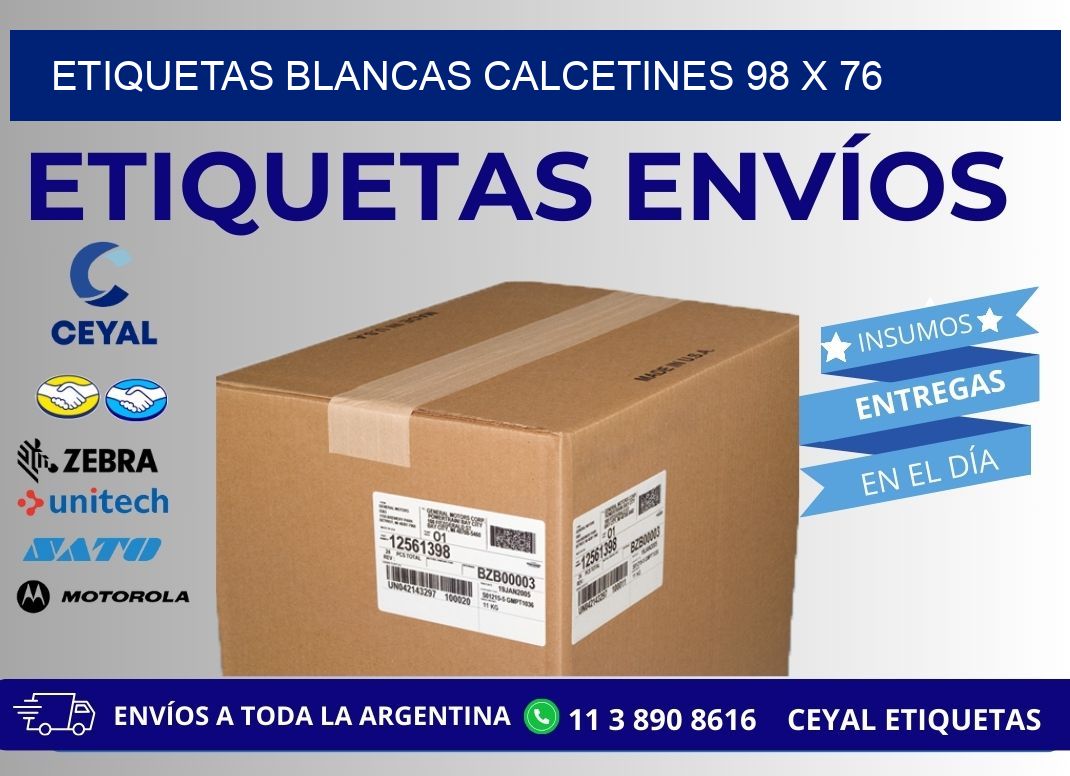 ETIQUETAS BLANCAS CALCETINES 98 x 76