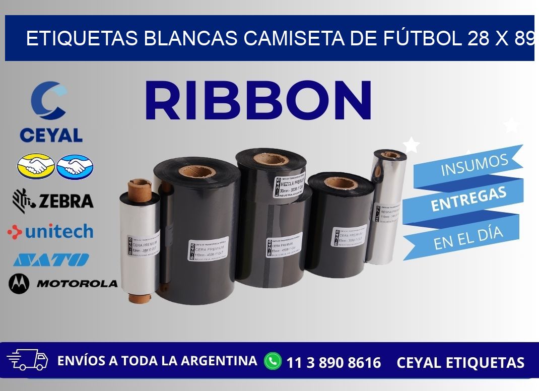 ETIQUETAS BLANCAS CAMISETA DE FÚTBOL 28 x 89