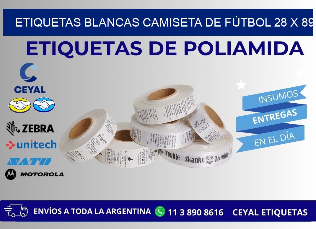 ETIQUETAS BLANCAS CAMISETA DE FÚTBOL 28 x 89