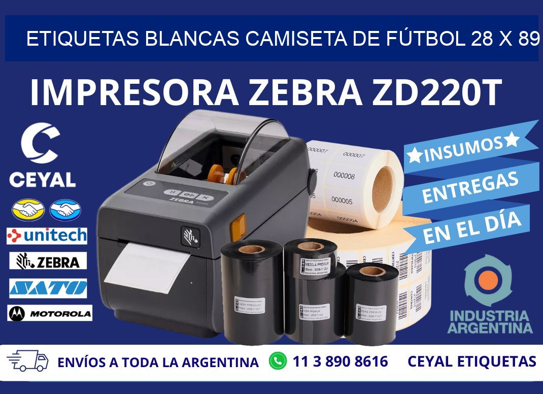 ETIQUETAS BLANCAS CAMISETA DE FÚTBOL 28 x 89