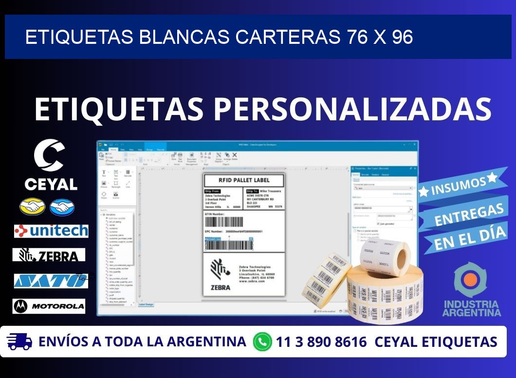 ETIQUETAS BLANCAS CARTERAS 76 x 96