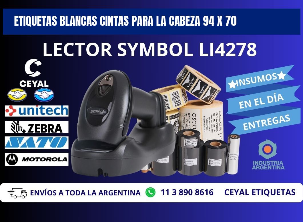 ETIQUETAS BLANCAS CINTAS PARA LA CABEZA 94 x 70