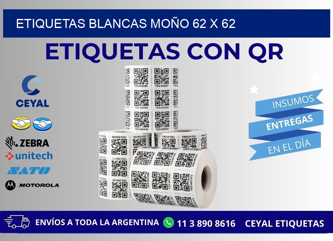 ETIQUETAS BLANCAS MOÑO 62 x 62