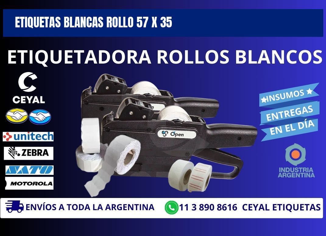 ETIQUETAS BLANCAS ROLLO 57 x 35