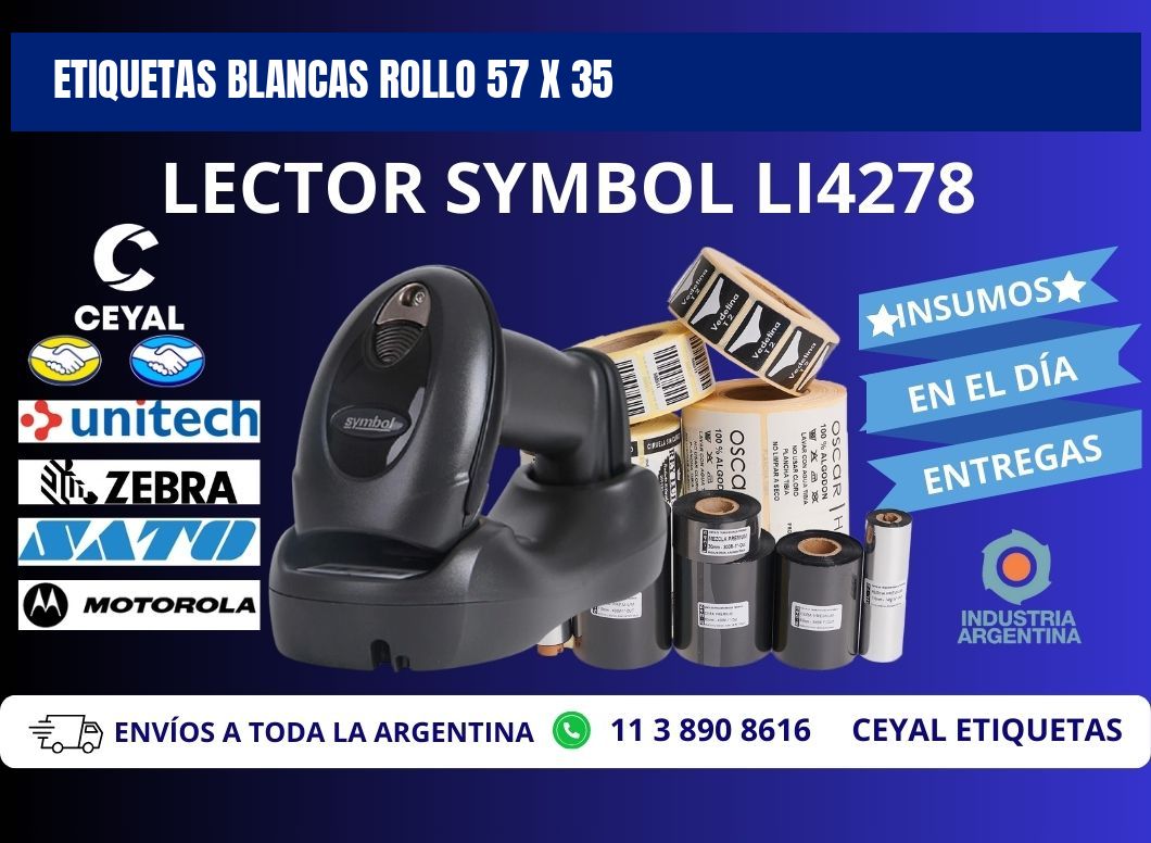 ETIQUETAS BLANCAS ROLLO 57 x 35