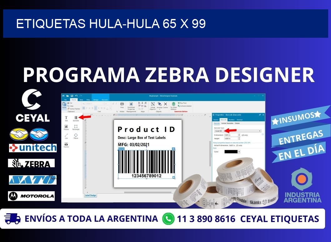 ETIQUETAS HULA-HULA 65 x 99
