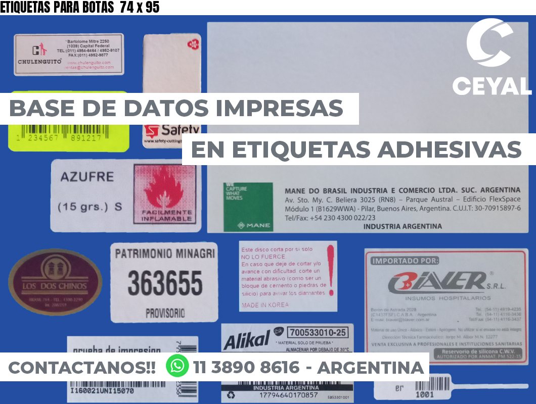 ETIQUETAS PARA BOTAS  74 x 95