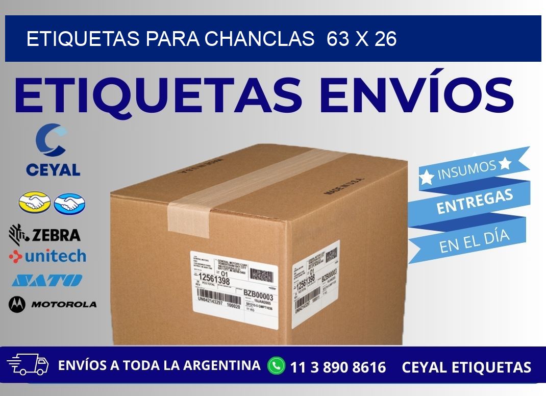 ETIQUETAS PARA CHANCLAS  63 x 26