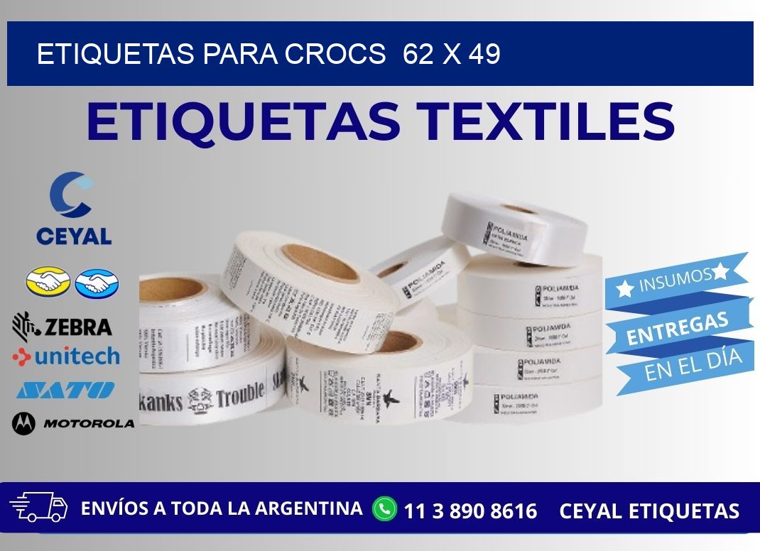ETIQUETAS PARA CROCS  62 x 49