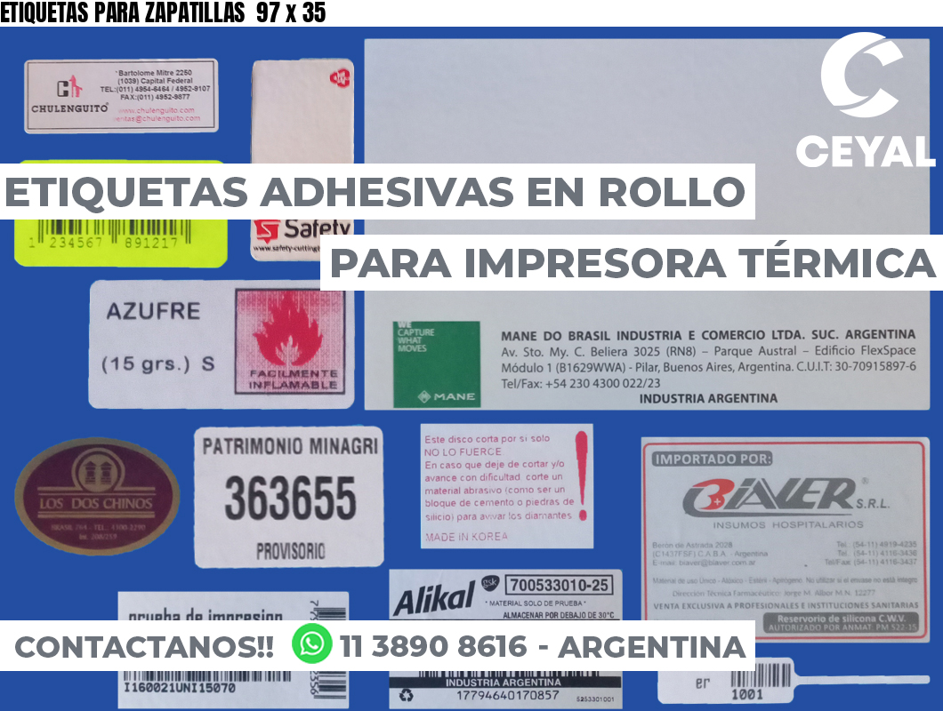 ETIQUETAS PARA ZAPATILLAS  97 x 35