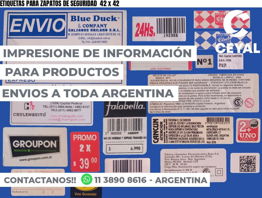 ETIQUETAS PARA ZAPATOS DE SEGURIDAD  42 x 42