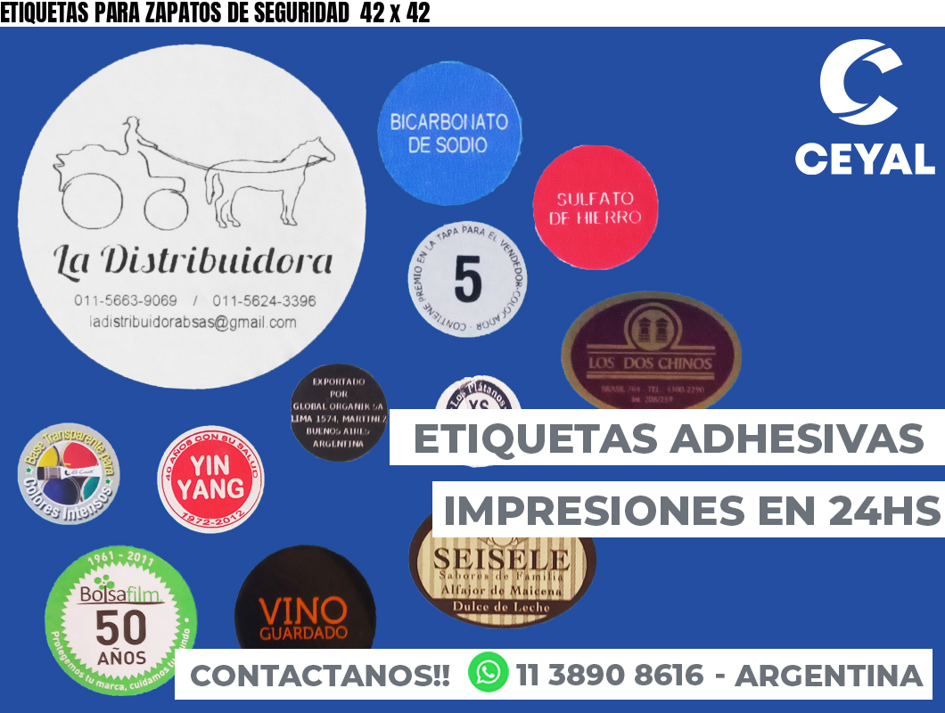 ETIQUETAS PARA ZAPATOS DE SEGURIDAD  42 x 42