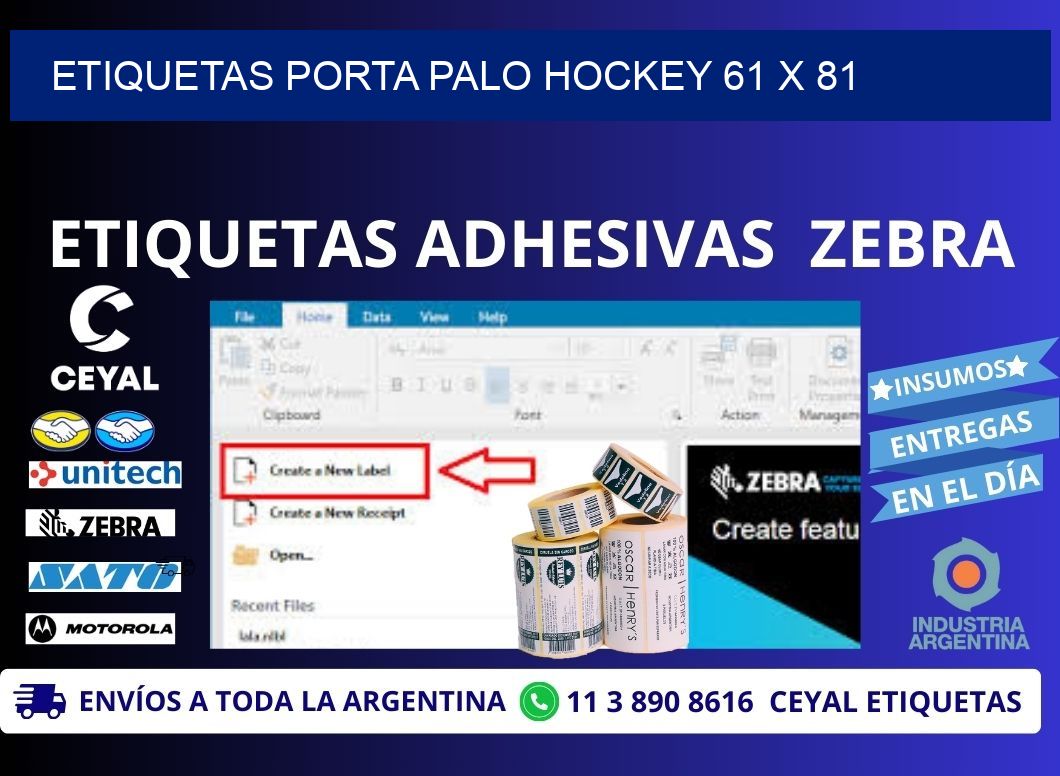 ETIQUETAS PORTA PALO HOCKEY 61 x 81