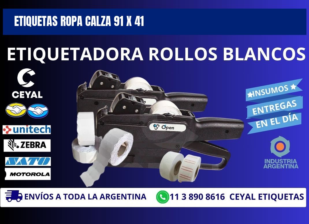 ETIQUETAS ROPA CALZA 91 x 41