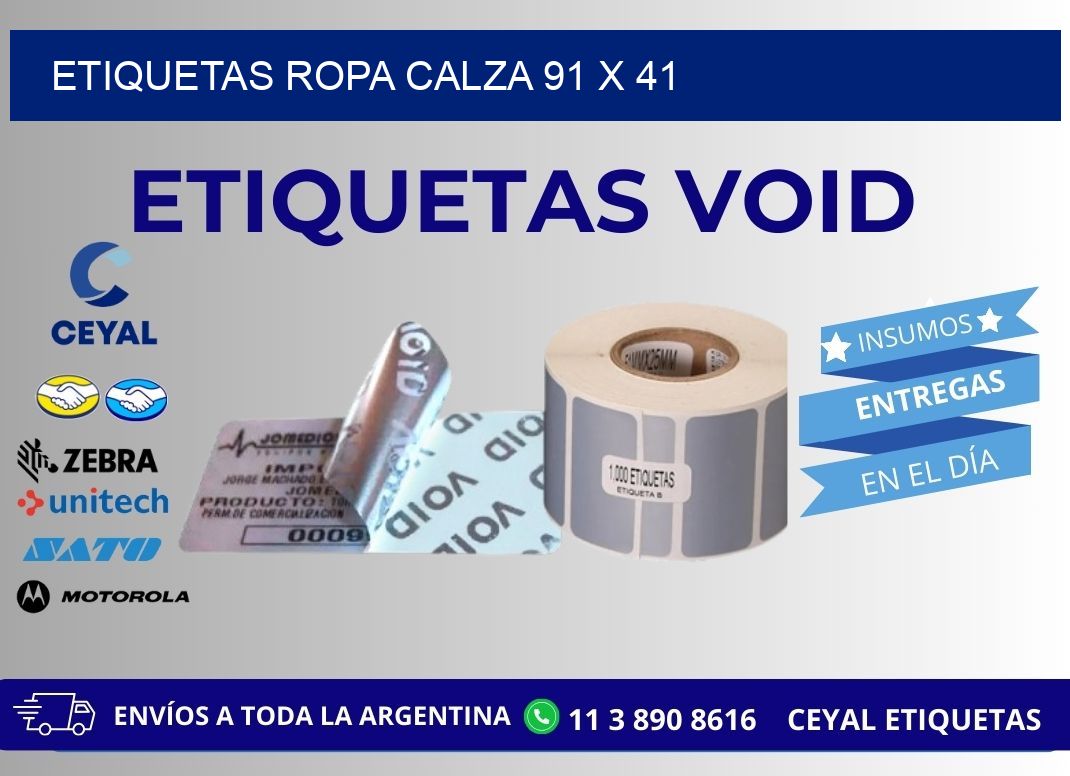 ETIQUETAS ROPA CALZA 91 x 41