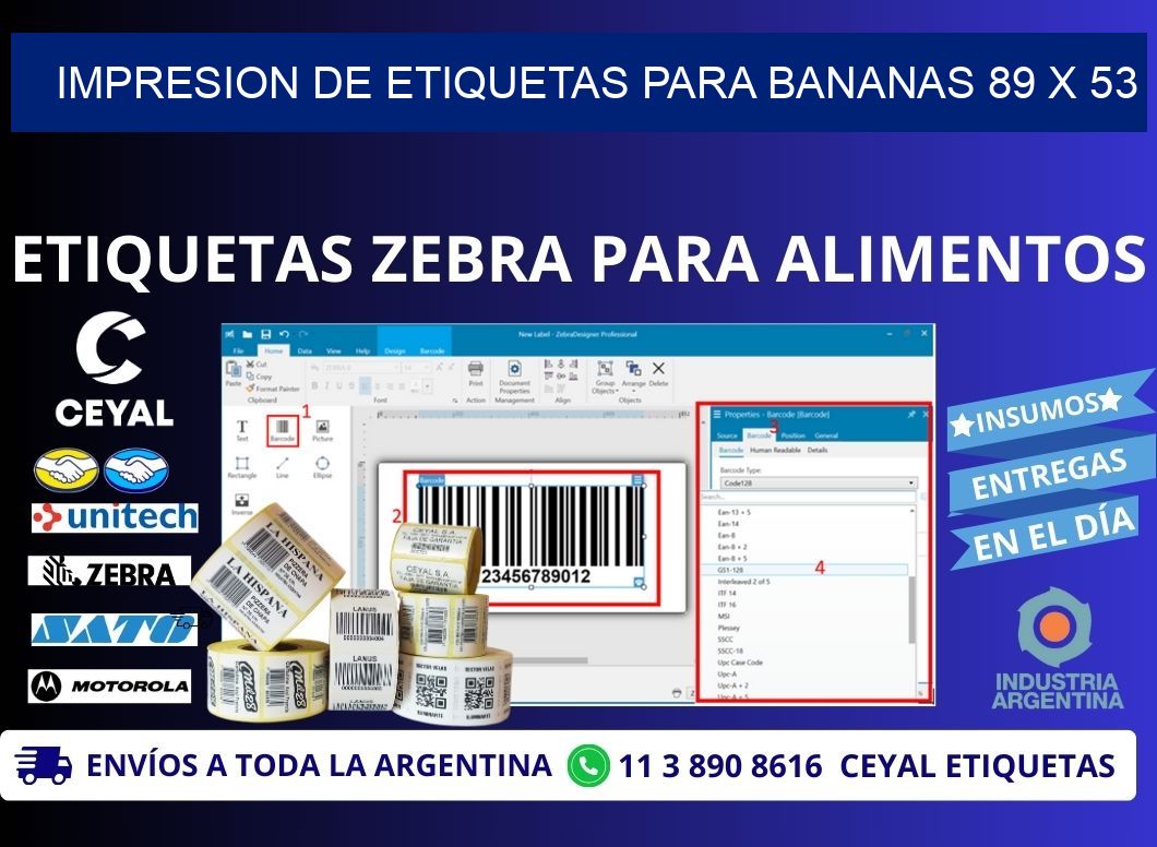 IMPRESION DE ETIQUETAS PARA BANANAS 89 x 53