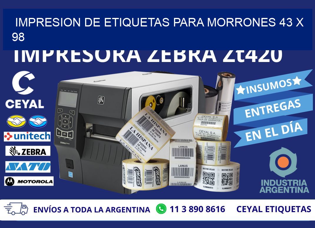 IMPRESION DE ETIQUETAS PARA MORRONES 43 x 98