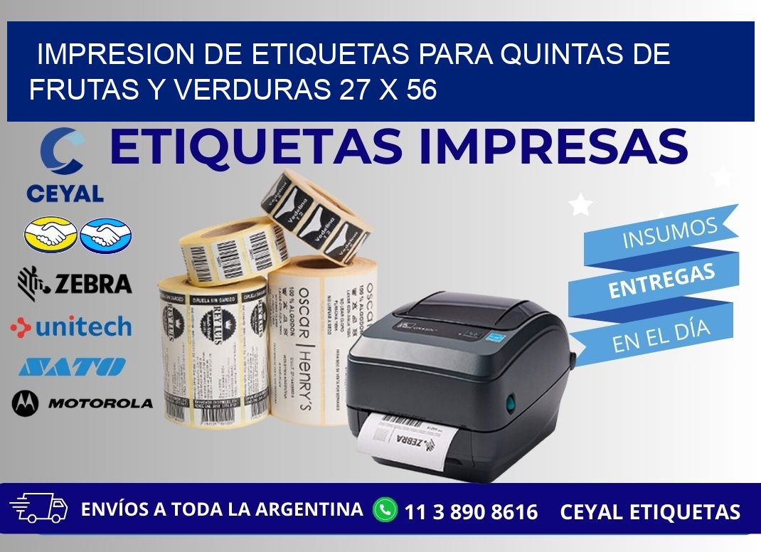 IMPRESION DE ETIQUETAS PARA QUINTAS DE FRUTAS Y VERDURAS 27 x 56