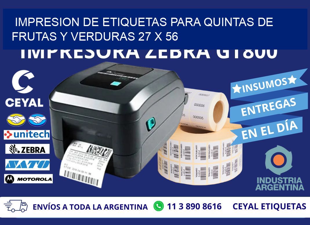 IMPRESION DE ETIQUETAS PARA QUINTAS DE FRUTAS Y VERDURAS 27 x 56
