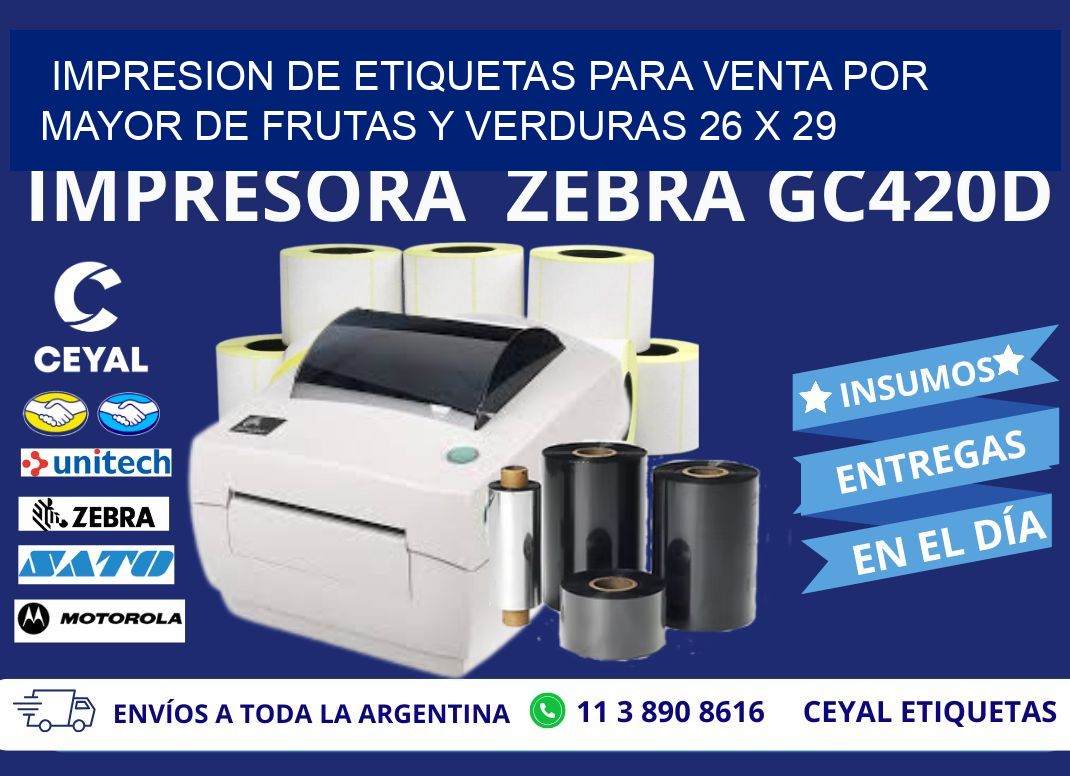 IMPRESION DE ETIQUETAS PARA VENTA POR MAYOR DE FRUTAS Y VERDURAS 26 x 29