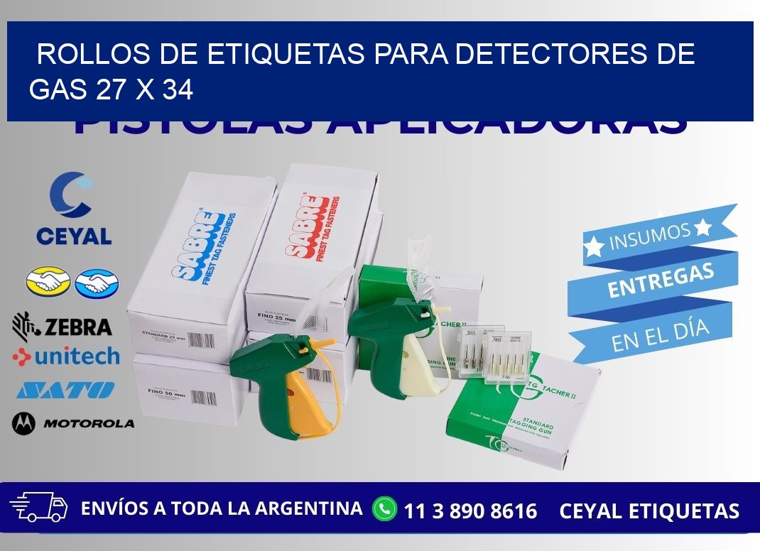 ROLLOS DE ETIQUETAS PARA DETECTORES DE GAS 27 x 34