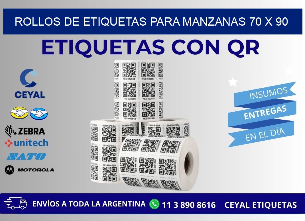 ROLLOS DE ETIQUETAS PARA MANZANAS 70 x 90