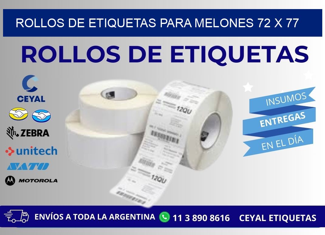 ROLLOS DE ETIQUETAS PARA MELONES 72 x 77