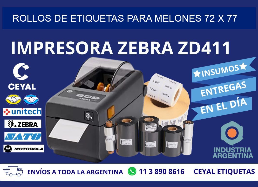 ROLLOS DE ETIQUETAS PARA MELONES 72 x 77