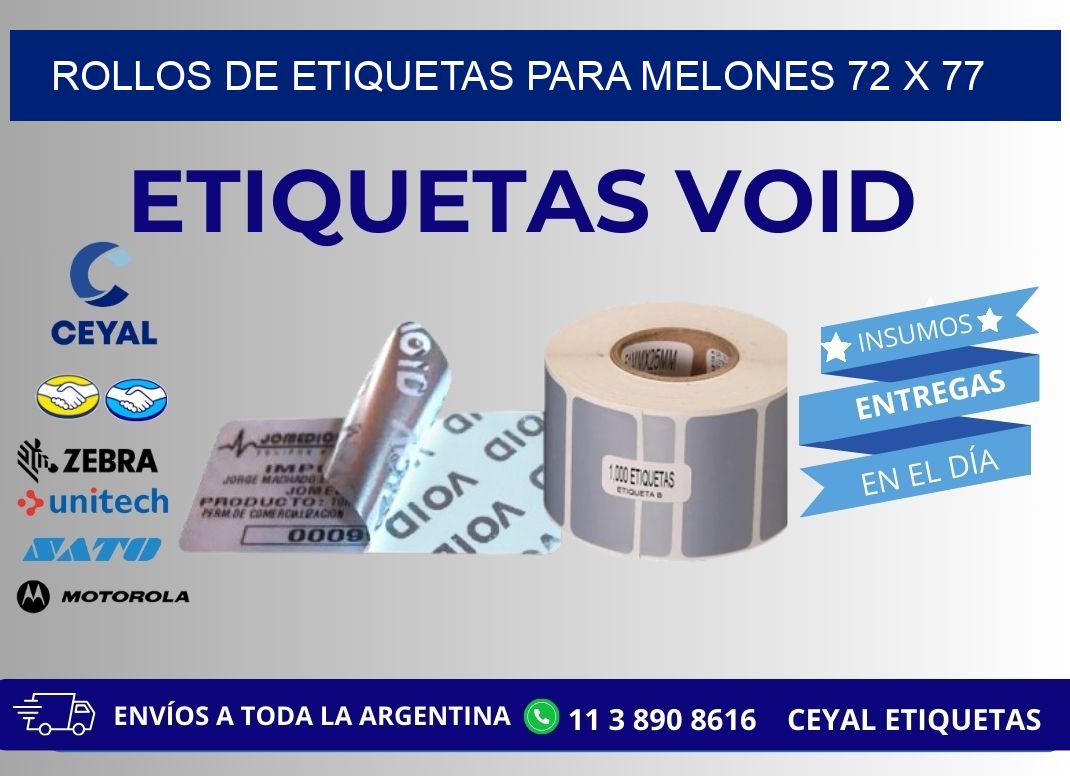 ROLLOS DE ETIQUETAS PARA MELONES 72 x 77