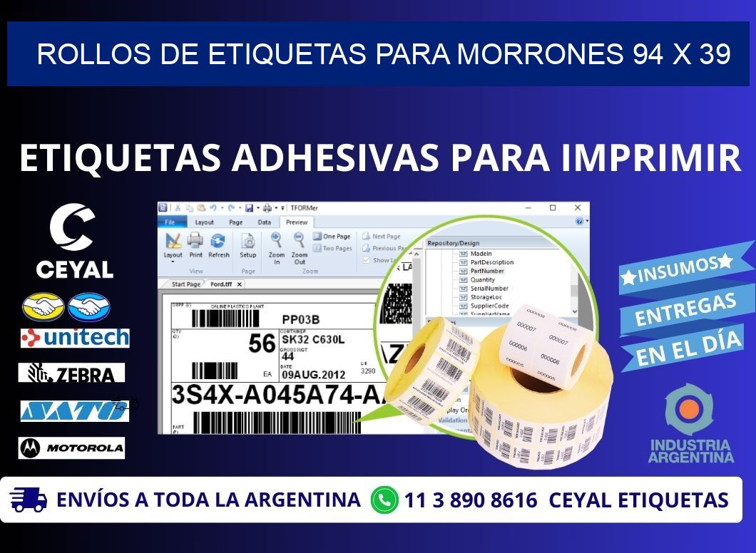ROLLOS DE ETIQUETAS PARA MORRONES 94 x 39