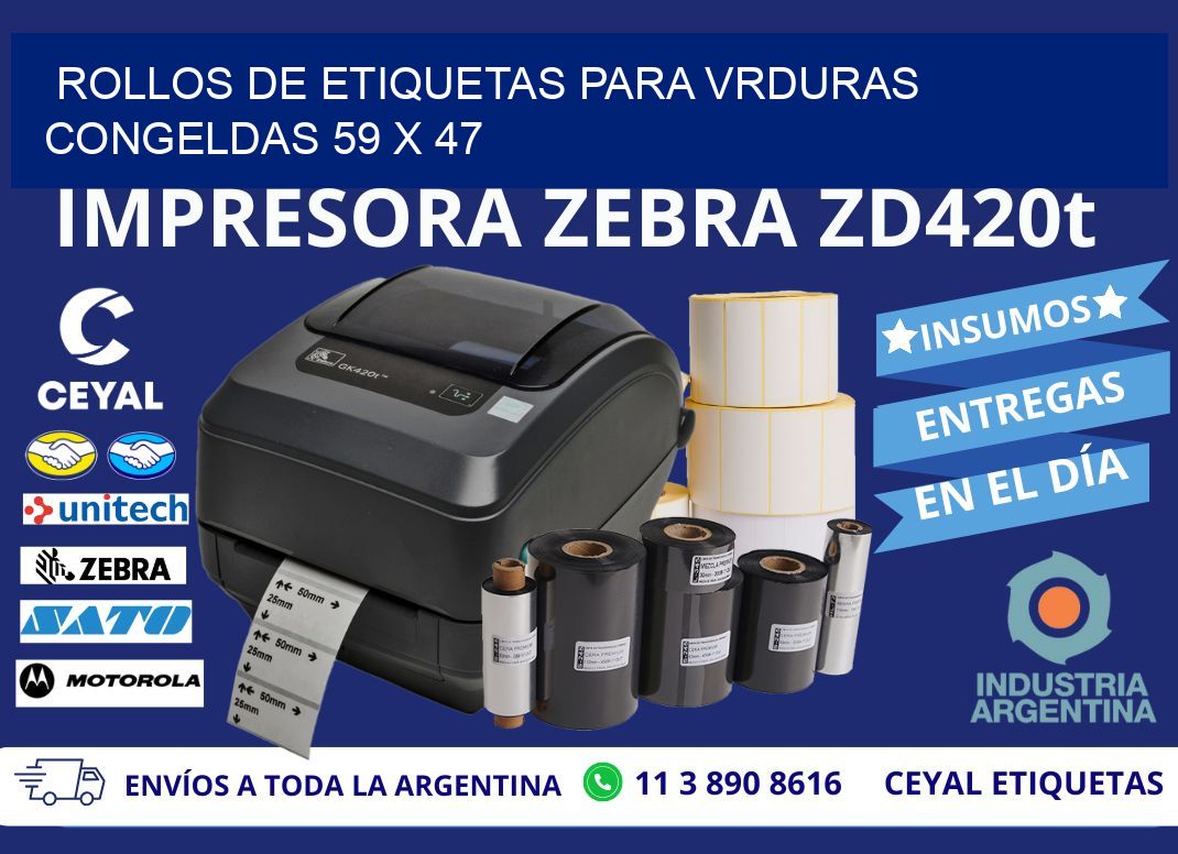 ROLLOS DE ETIQUETAS PARA VRDURAS CONGELDAS 59 x 47