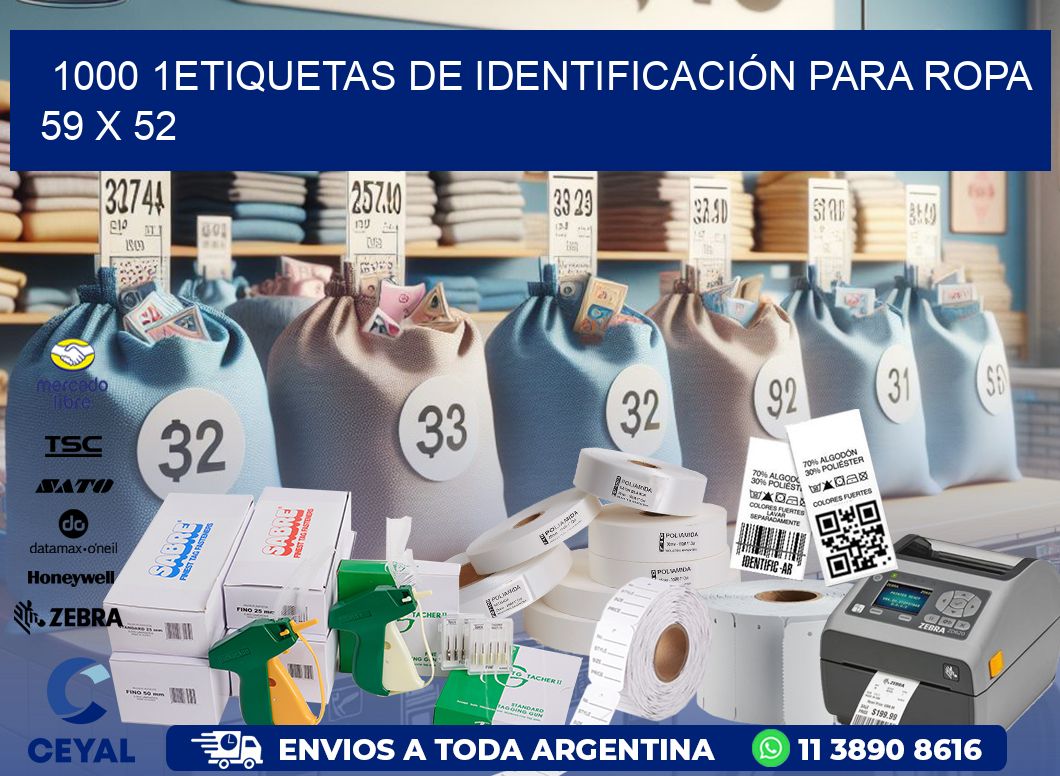 1000 1ETIQUETAS DE IDENTIFICACIÓN PARA ROPA 59 x 52