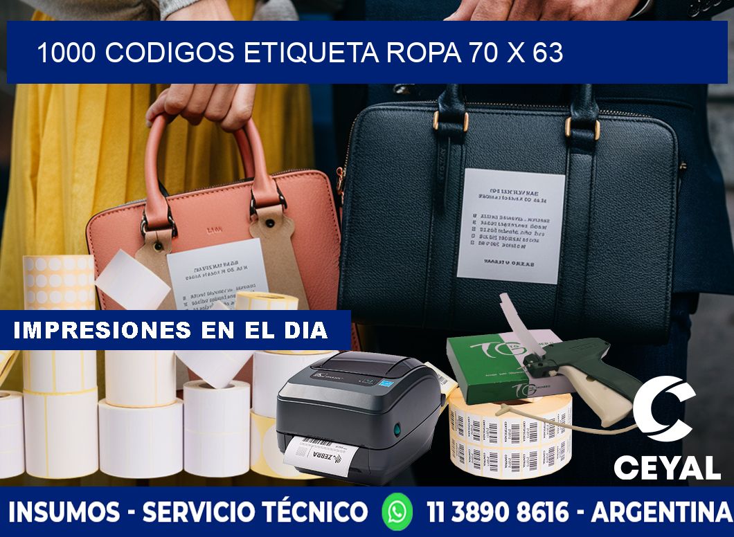 1000 CODIGOS ETIQUETA ROPA 70 x 63