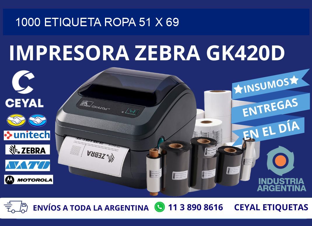 1000 ETIQUETA ROPA 51 x 69