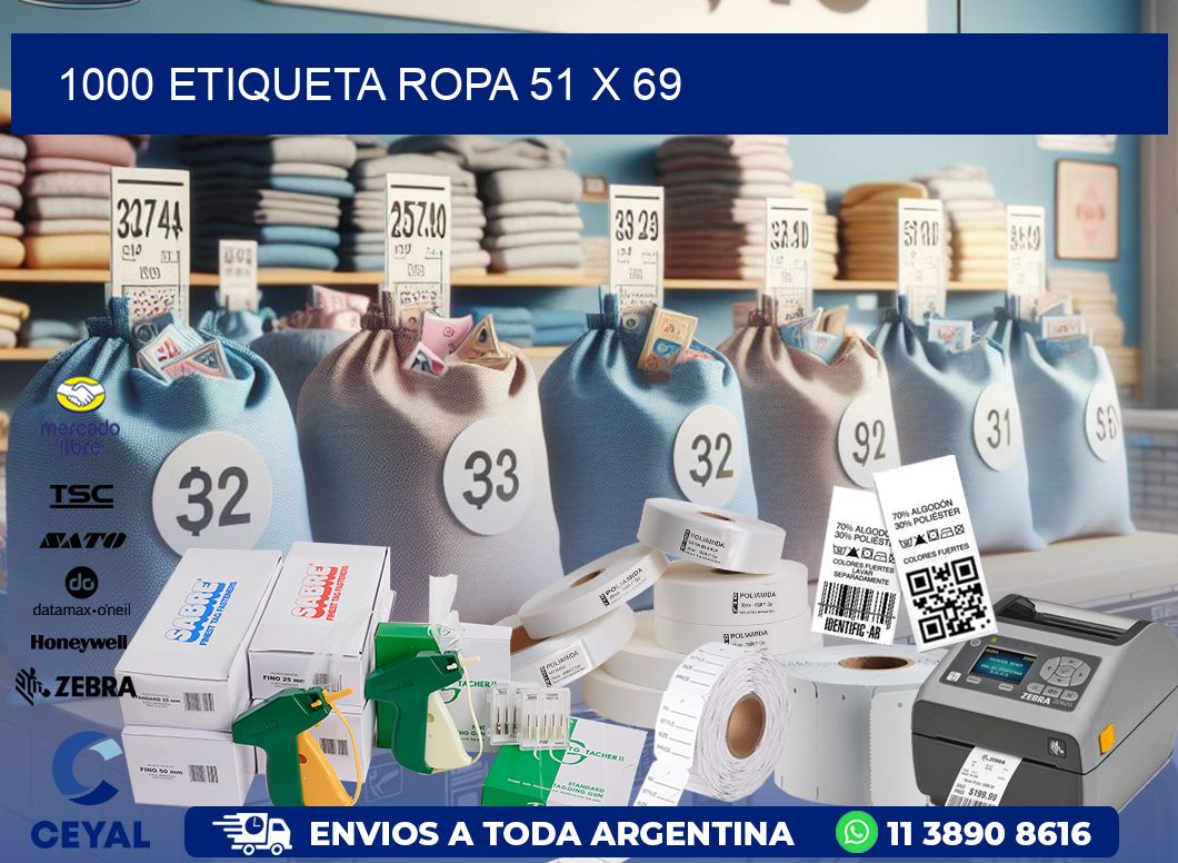 1000 ETIQUETA ROPA 51 x 69