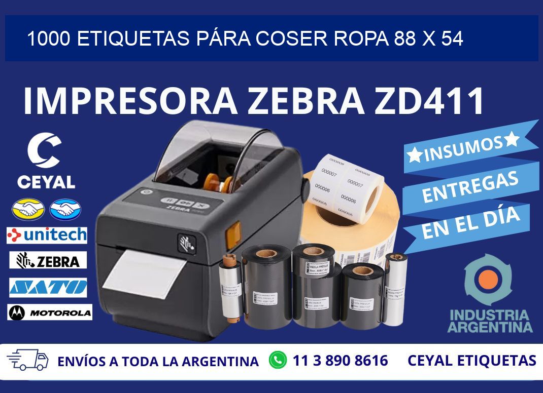 1000 ETIQUETAS PÁRA COSER ROPA 88 x 54
