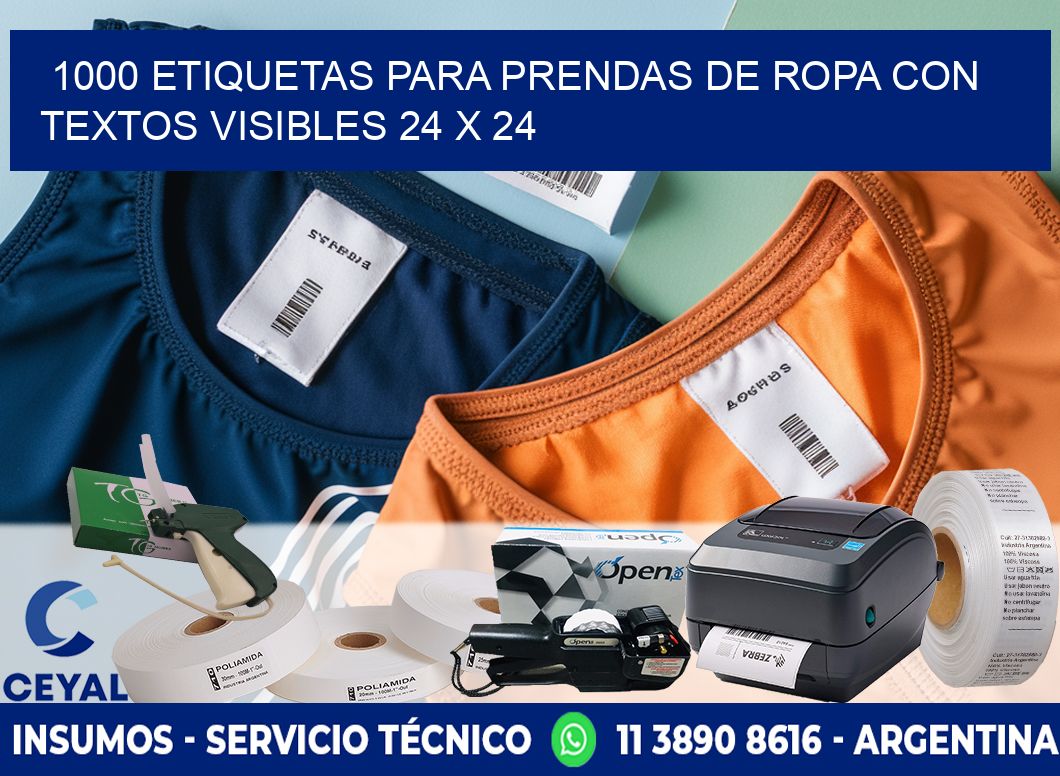 1000 ETIQUETAS PARA PRENDAS DE ROPA CON TEXTOS VISIBLES 24 x 24