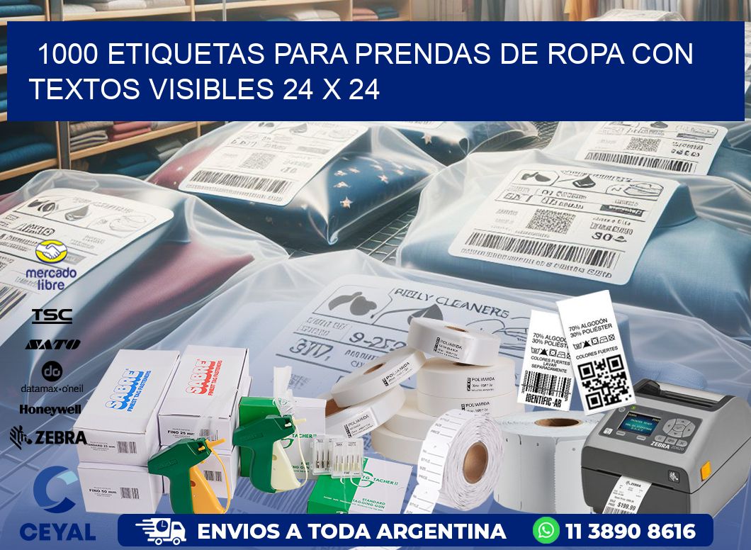 1000 ETIQUETAS PARA PRENDAS DE ROPA CON TEXTOS VISIBLES 24 x 24