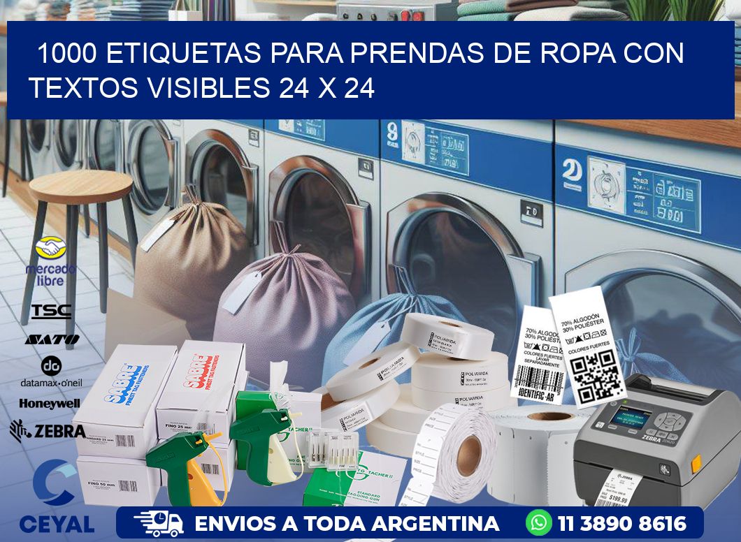 1000 ETIQUETAS PARA PRENDAS DE ROPA CON TEXTOS VISIBLES 24 x 24