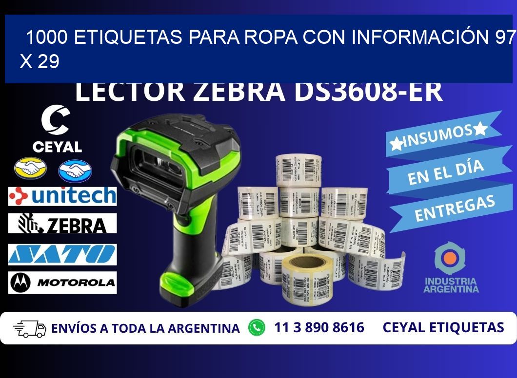 1000 ETIQUETAS PARA ROPA CON INFORMACIÓN 97 x 29