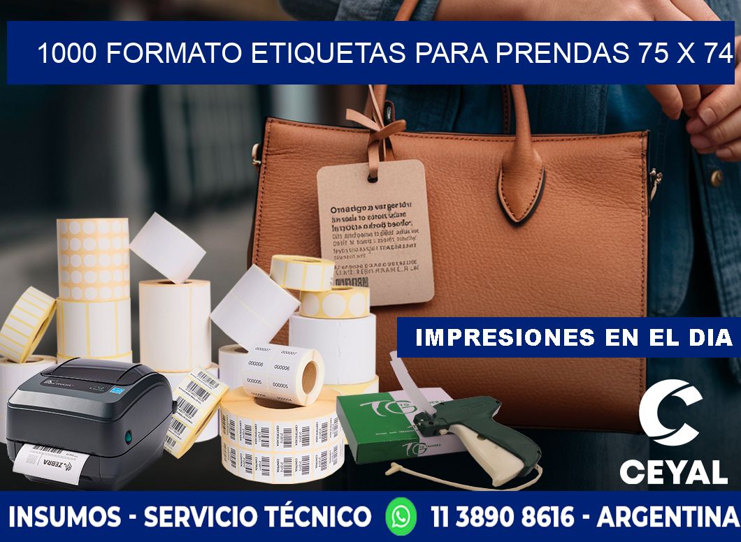 1000 FORMATO ETIQUETAS PARA PRENDAS 75 x 74
